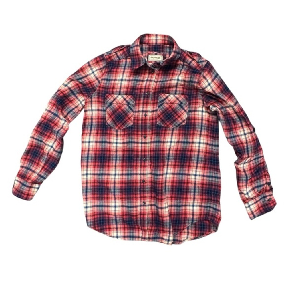 Express Red and Blue Plaid Shirt